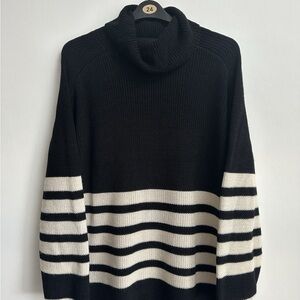 COS Black and White Striped Turtleneck Sweater like new